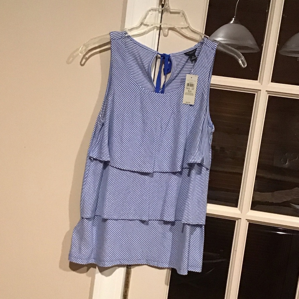 NWT Ann Taylor Blue and White Striped Tank Top